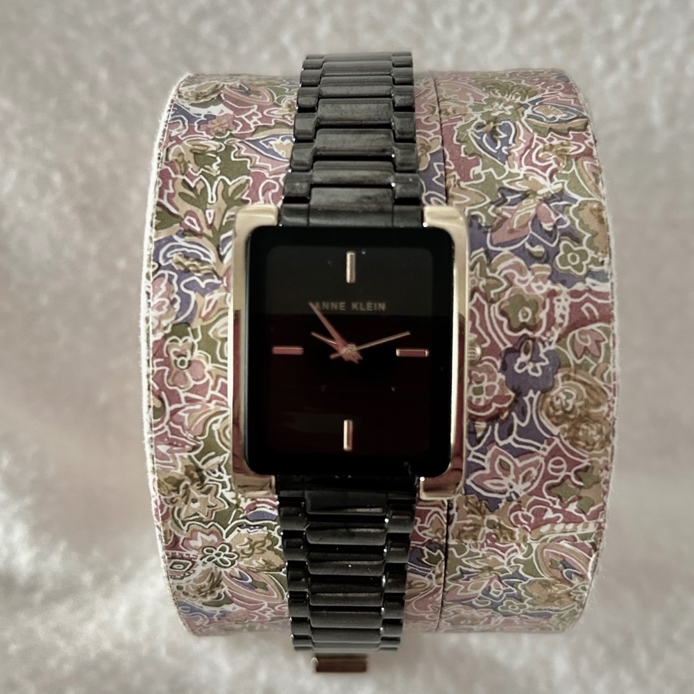 Anne Klein Ceramic Band Rectangular Face Watch, N… - image 1